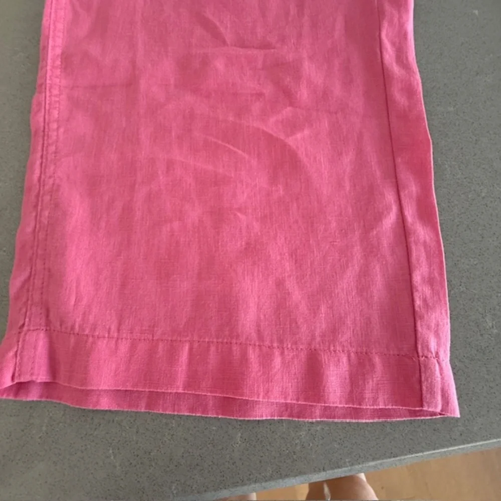 Women's Large L Pink 100% Linen Pull-on Ankle Wide Leg Pants Worn 2x ($120 new)
